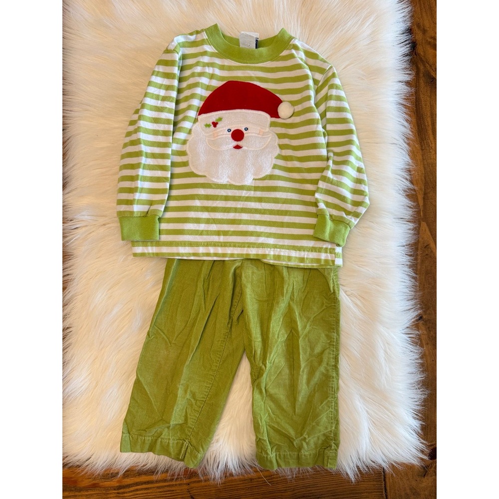 The Bailey Boys 2t Santa 2pc outfit green cord EUC‎